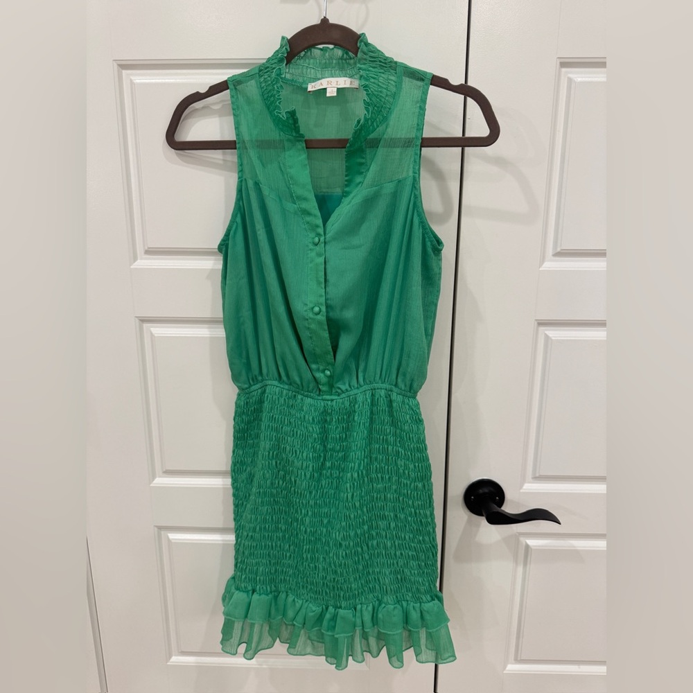 Karlie Vibrant Green Sleeveless Mini Dress